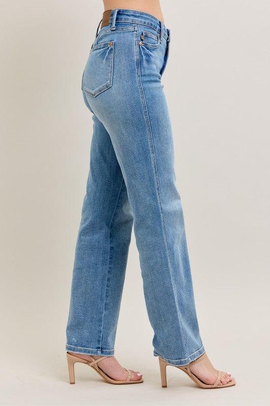 Tummy Control Vintage Straight Jeans-Denim-Evelyns Fashion