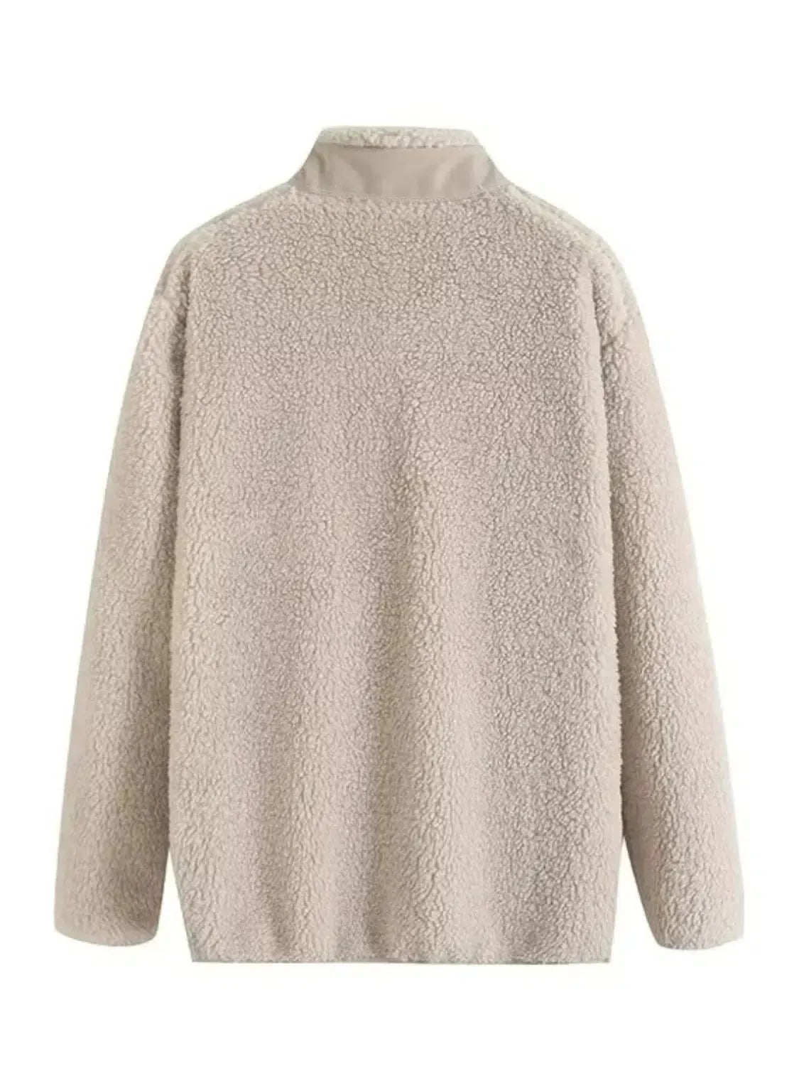 Ultimate Comfort: Zip Up Long Sleeve Plush Jacket-Apparel & Accessories-Evelyns Fashion