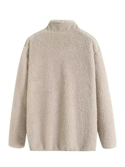 Ultimate Comfort: Zip Up Long Sleeve Plush Jacket-Apparel & Accessories-Evelyns Fashion