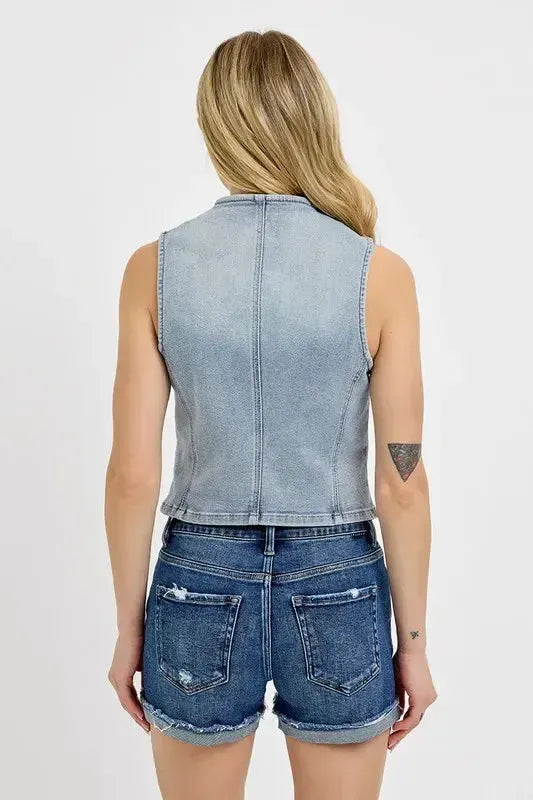 V-Neck Button Vest – Tailored, Versatile & Easy to Layer-vest-Evelyns Fashion