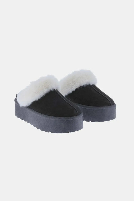Winter Warmth: Weeboo Thick Bottom Fur Trim Snow Slippers-shoes-Evelyns Fashion