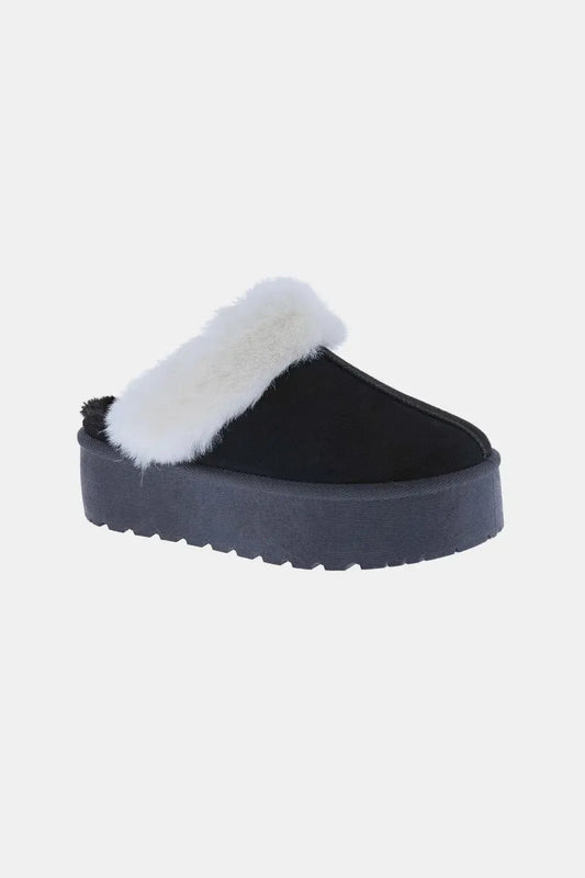 Winter Warmth: Weeboo Thick Bottom Fur Trim Snow Slippers-shoes-Evelyns Fashion