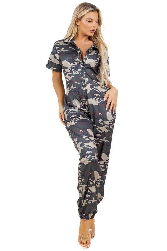 Women’s Camouflage Jumpsuit-Jumpsuits-Evelyns Fashion
