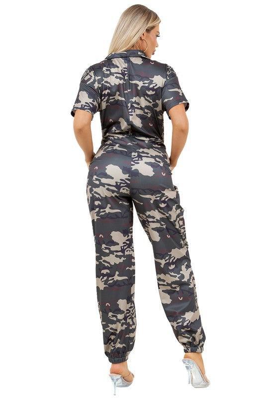 Women’s Camouflage Jumpsuit-Jumpsuits-Evelyns Fashion