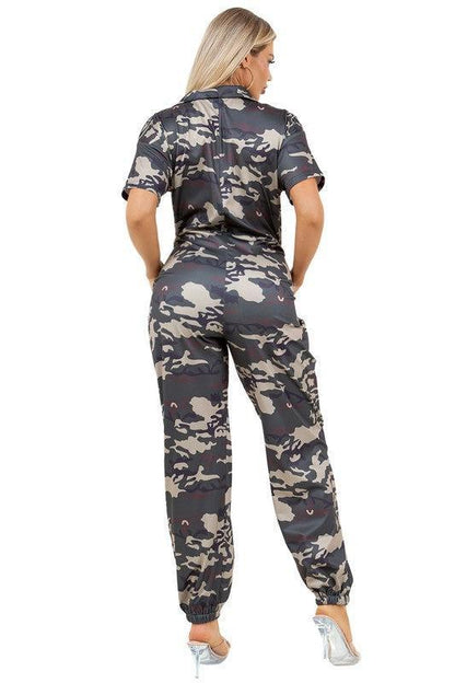 Women’s Camouflage Jumpsuit-Jumpsuits-Evelyns Fashion