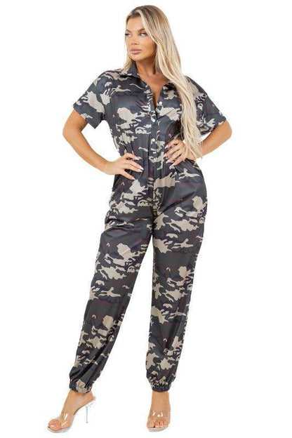 Women’s Camouflage Jumpsuit-Jumpsuits-Evelyns Fashion
