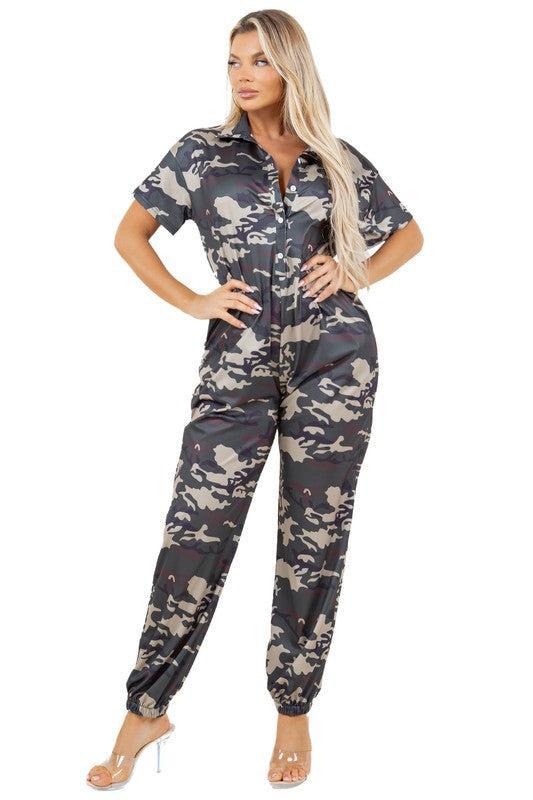 Women’s Camouflage Jumpsuit-Jumpsuits-Evelyns Fashion