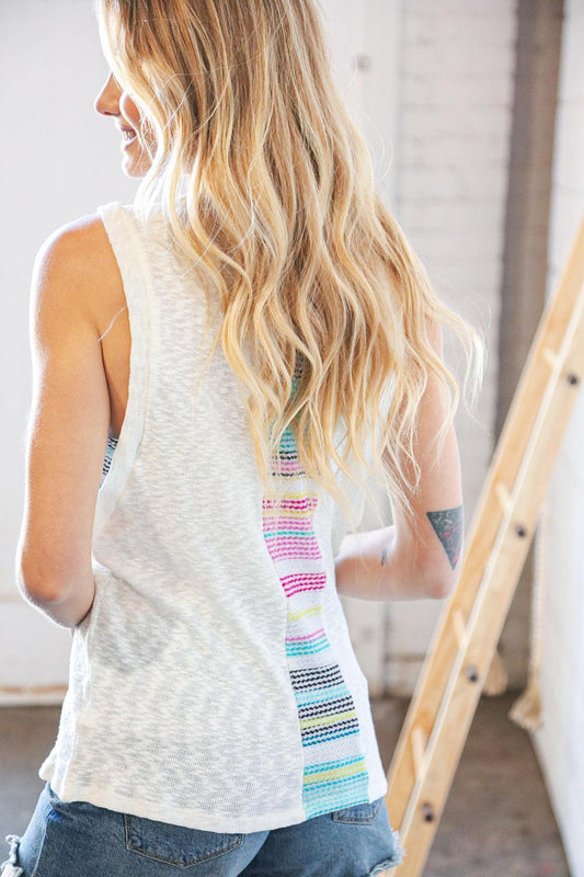 Women's Cream Color Tank Top-Tanks Tops-Evelyns Fashion
