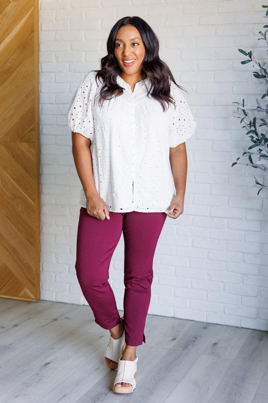 Women's Eyelet Lace Blouse-Blouses-Evelyns Fashion