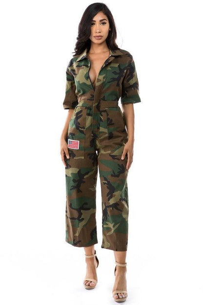 Women’s Fashion Camouflage Jumpsuit-jumpsuits-Evelyns Fashion