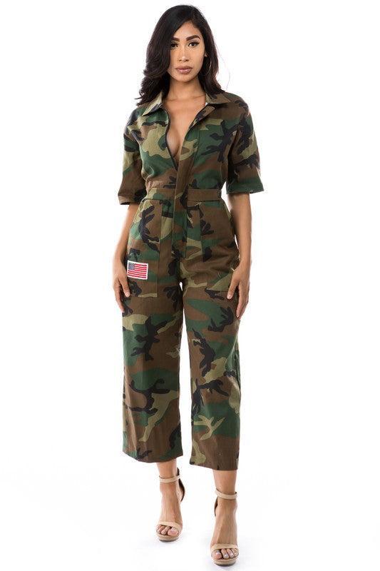 Women’s Fashion Camouflage Jumpsuit-jumpsuits-Evelyns Fashion