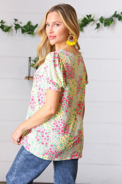 Women's Floral Short Sleeve Top-Short Sleeve Blouse-Evelyns Fashion