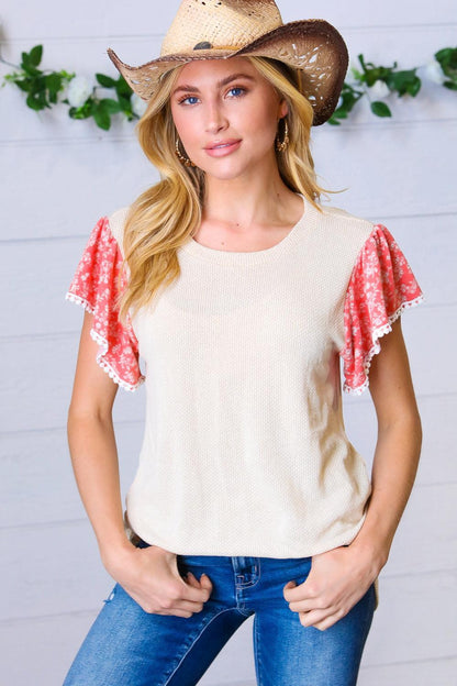 Women's Floral Short Sleeve Top-blouse-Evelyns Fashion