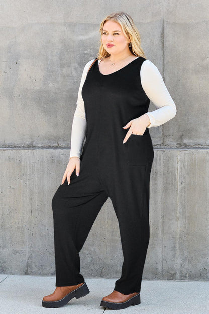 Womens Sleeveless Straight Jumpsuit-jumpsuits-Evelyns Fashion