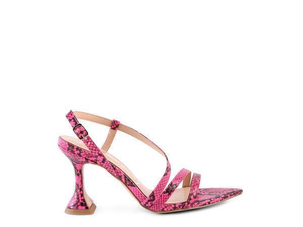 Women's Snake Print Heel Sandals-Heel Shoes-Evelyns Fashion