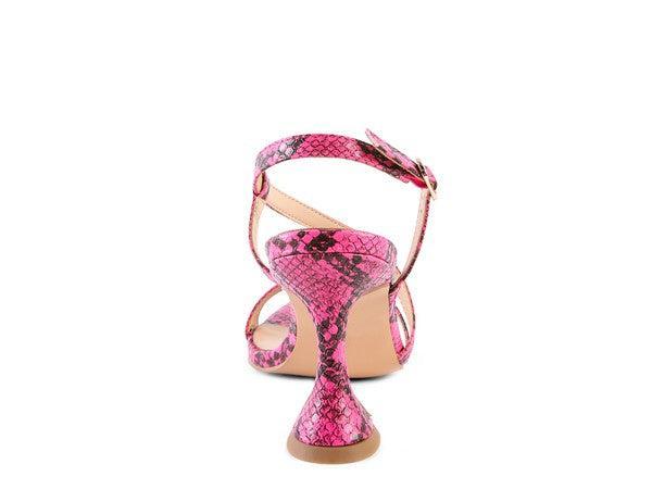 Women's Snake Print Heel Sandals-Heel Shoes-Evelyns Fashion