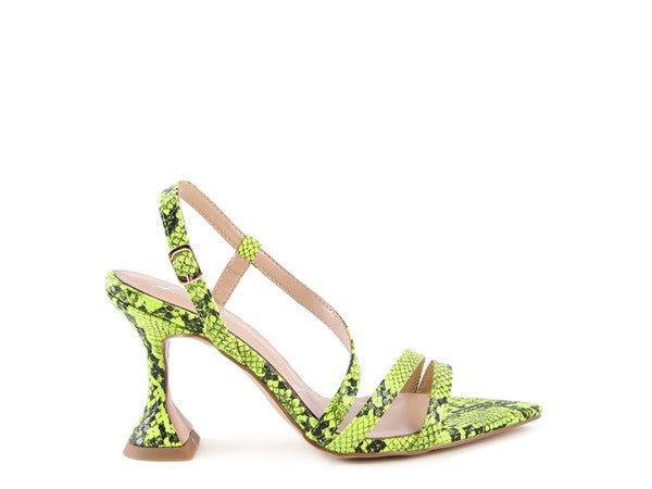 Women's Snake Print Heel Sandals-Heel Shoes-Evelyns Fashion