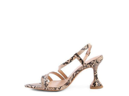 Women's Snake Print Heel Sandals-Heel Shoes-Evelyns Fashion