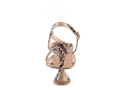 Women's Snake Print Heel Sandals-Heel Shoes-Evelyns Fashion