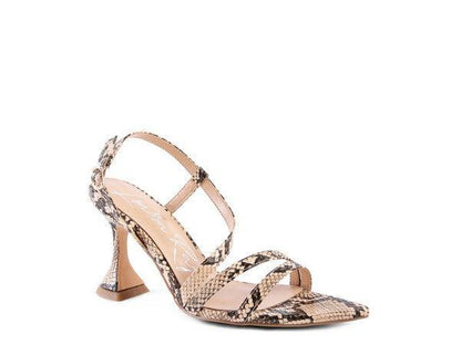 Women's Snake Print Heel Sandals-Heel Shoes-Evelyns Fashion
