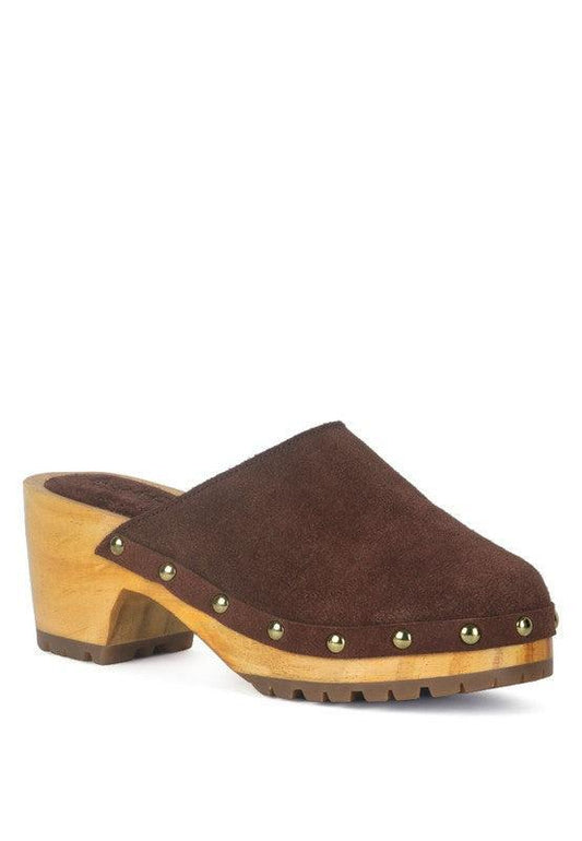 Women's Suede Clog Mules-CLOGS-Evelyns Fashion
