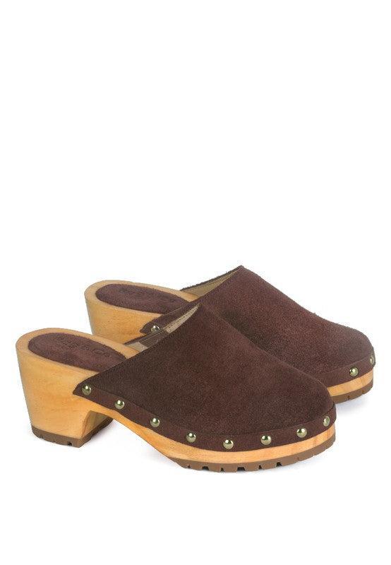 Women's Suede Clog Mules-CLOGS-Evelyns Fashion
