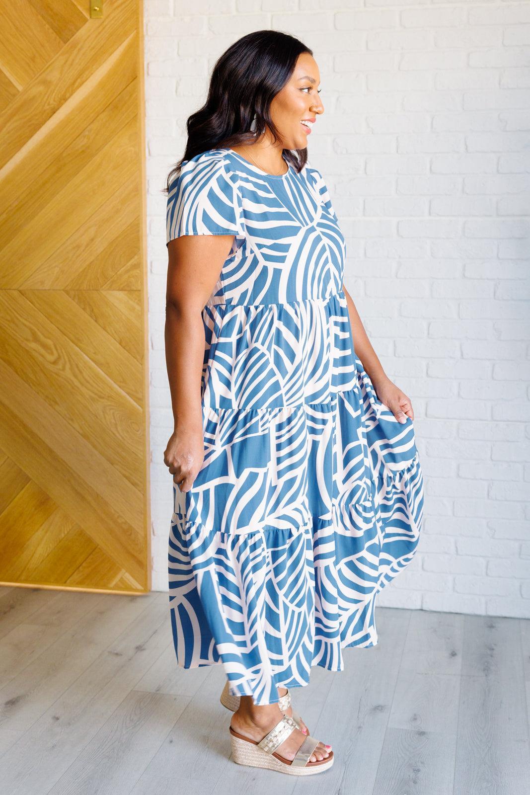 Women's Tiered Midi Dress-Dresses-Evelyns Fashion