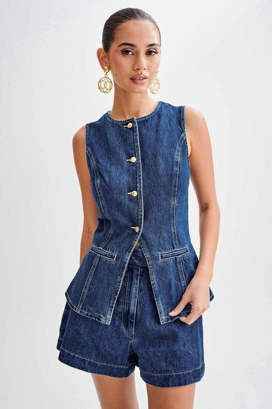 Women's two piece denim set-Denium Sets-Evelyns Fashion