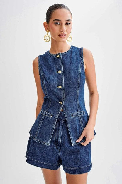 Women's two piece denim set-Denium Sets-Evelyns Fashion