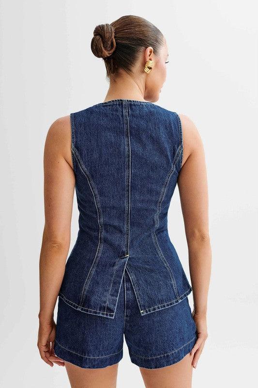 Women's two piece denim set-Denium Sets-Evelyns Fashion