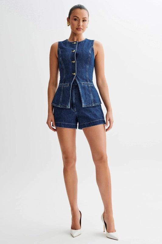 Women's two piece denim set-Denium Sets-Evelyns Fashion