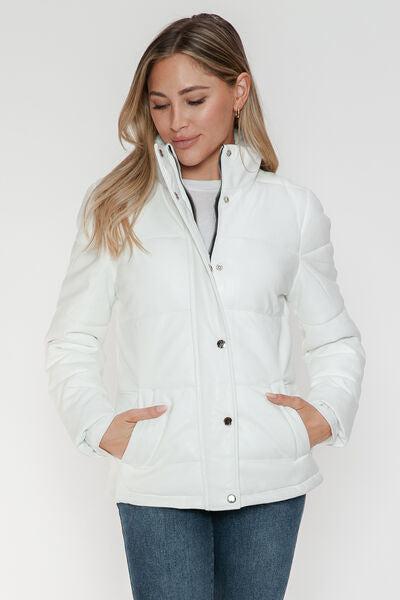 YMI Pocketed Zip Up Turtleneck Puffer Womens Jacket-OUTERWEAR-Evelyns Fashion