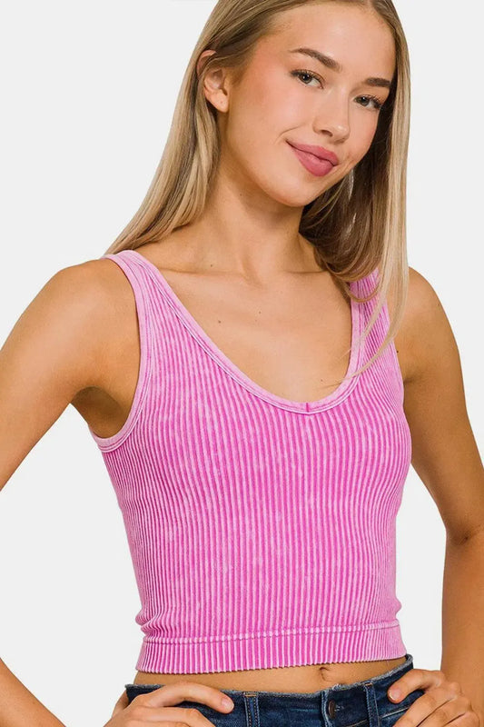 Zenana's Cropped Tank Top-Tank Tops-Evelyns Fashion